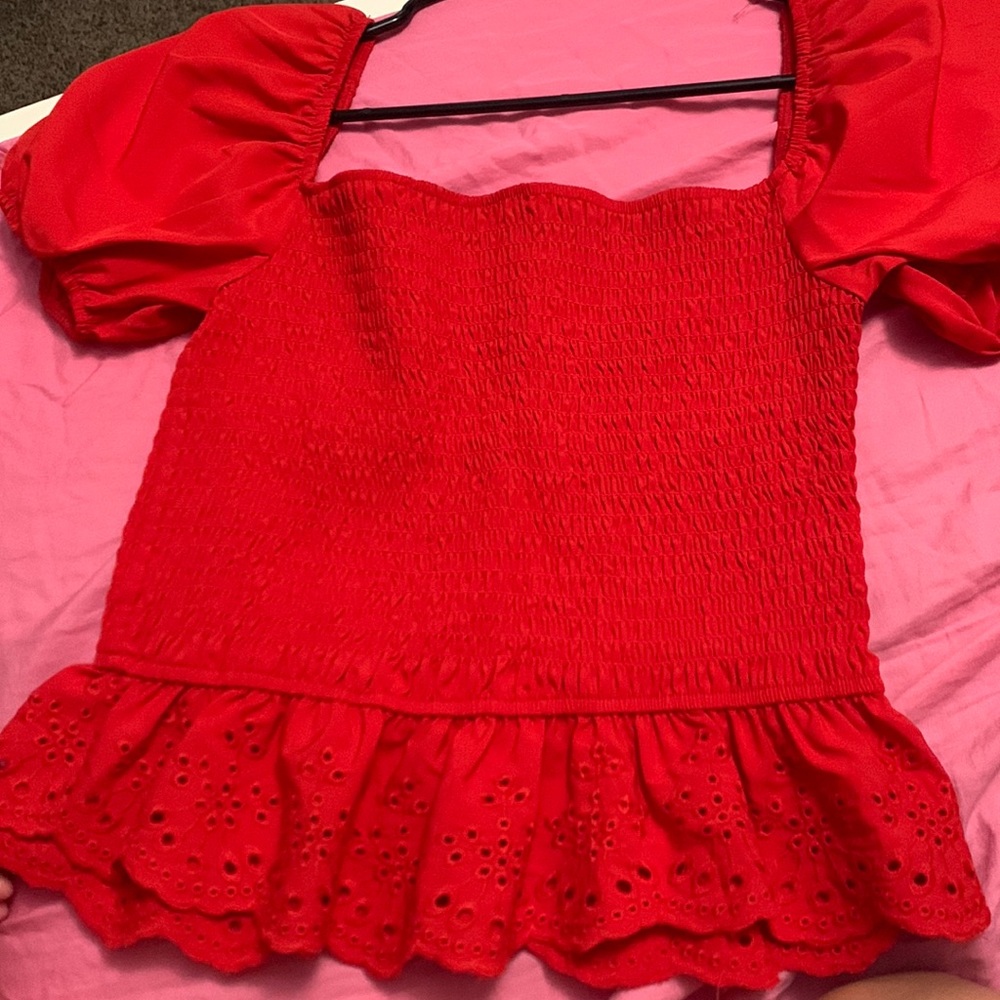 Girly Red iris blouse, never worn.
